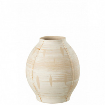 Vase Round Ceramic Beige L