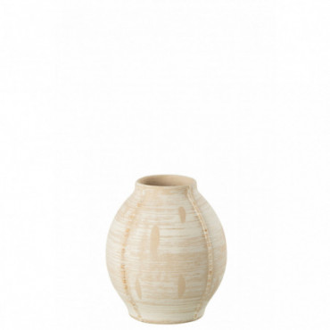 Vase Round Ceramic Beige S