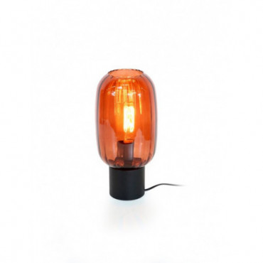Petite lampe de table design orange en pate de verre Alesso