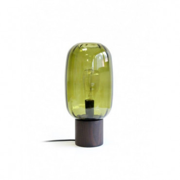 Petite lampe de table verte design en pate de verre Alesso