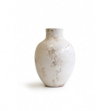 Petit vase en terracotta vert ou blanc H18 Blanc Gaya
