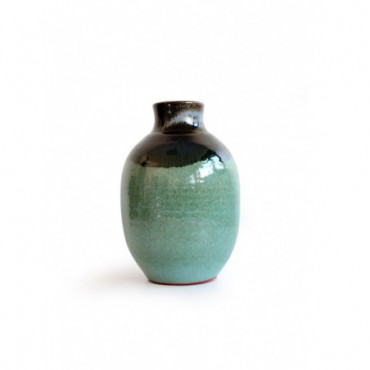 Petit vase en terracotta vert ou blanc H18 Noir Gaya