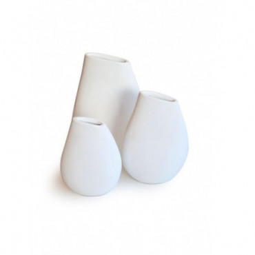 Set de trois petits vases blanc design Milos