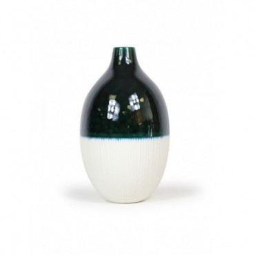 Vase en céramique vert et blanc H35 cm Kenza