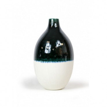 Vase en céramique vert et blanc H45 cm Kenza