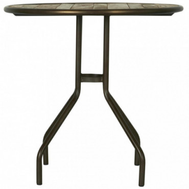 Table de café ronde Plateau en bois avec cadre en métal