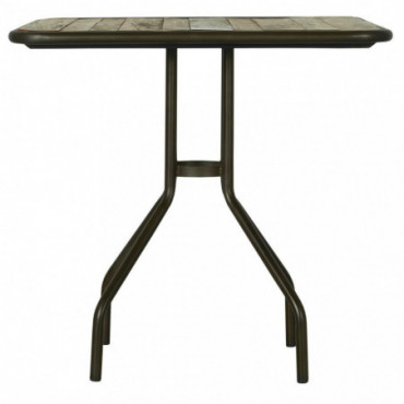 Table de café carrée plateau en bois avec structure en métal
