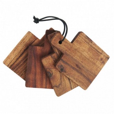 Planche à découper mini set de 4 bois d'acacia huilé