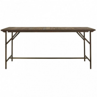 Table pliante plateau en bois avec structure en métal