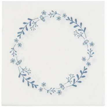 Serviette de table avec couronne de fleurs bleu poussiéreux 50...