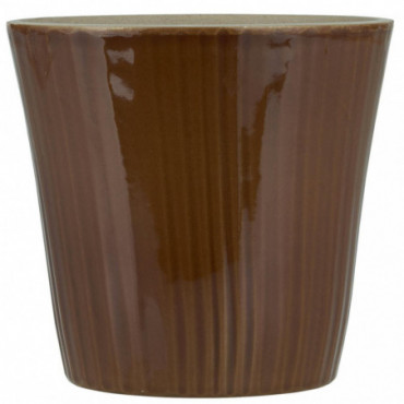 Pot conique avec rainures marron D15cm