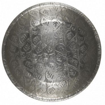 Plateau avec motif de feuilles finition argent antique D11cm