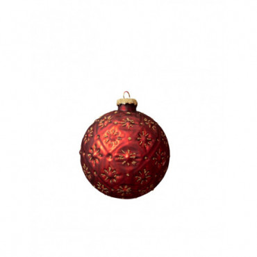 Boule de Noël 10cm rouge et croisillons creux