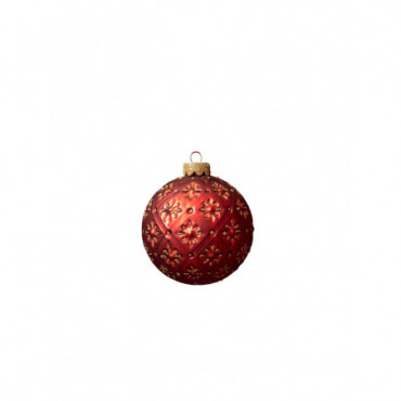 Boule de Noël 8cm rouge et croisillons creux