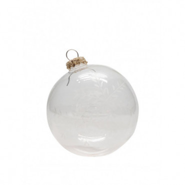 Boule de Noël 8cm transparente flocon gravé