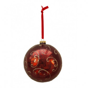 Boule de Noël rouge 15cm arabesque