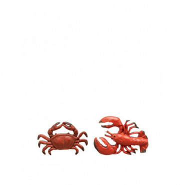 Boutons de porte crabe et homard rouges x2