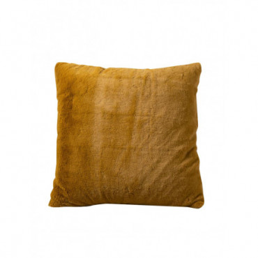 Coussin fausse fourrure ocre