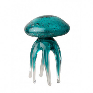 Grande méduse turquoise en verre