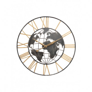 Horloge xl carte du monde métal