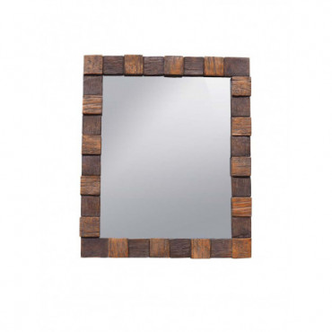 Miroir contours immitation carrés de bois