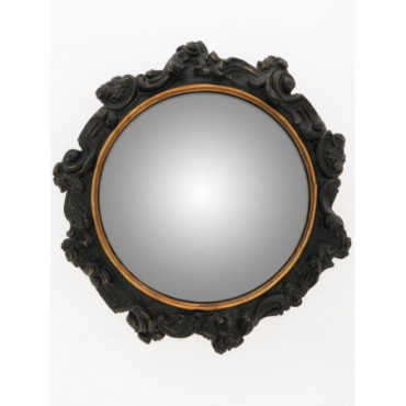 Miroir convexe contour style volutes noirs