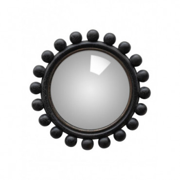 Miroir convexe noir craquelé à boules