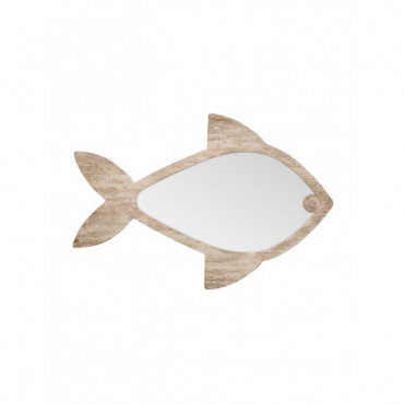 Miroir poisson bois patine blanche