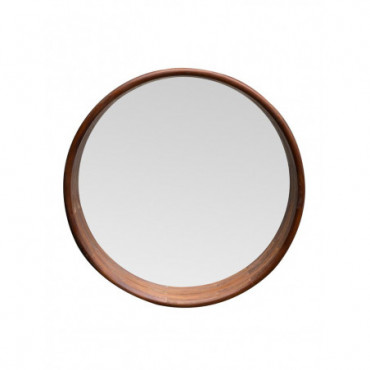 Miroir rond bois brun