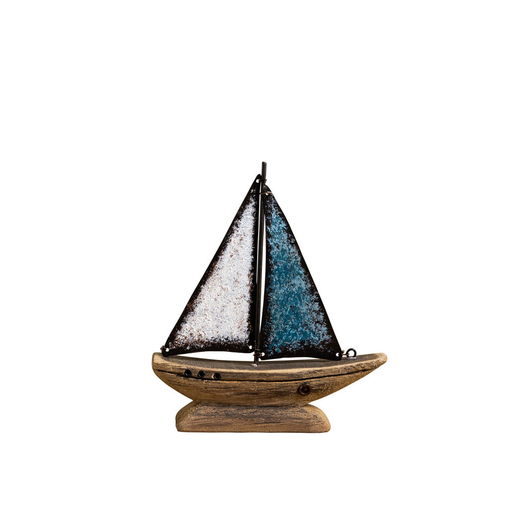 Petit bateau voile en fer bleue Chehoma 32877