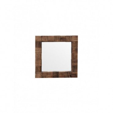 Petit miroir carrés de bois rustique