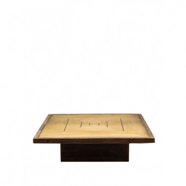 Table basse bois recyclé feuille laiton corpus