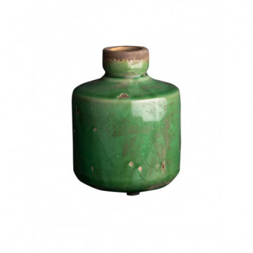Vase bouteille vert olive