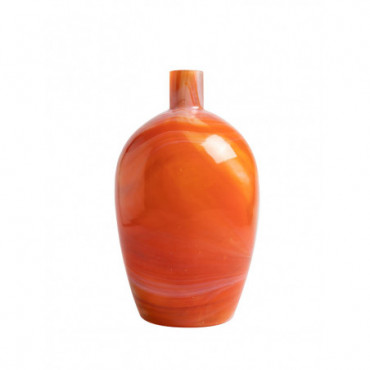 Vase en verre orange tie dye variation couleur
