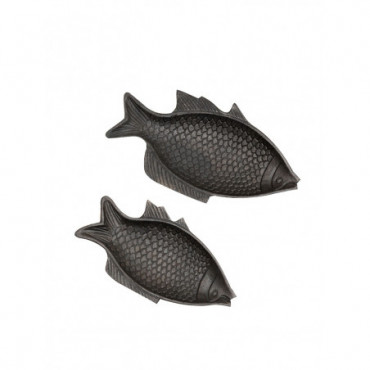 Vide poches poissons patine bronze x2