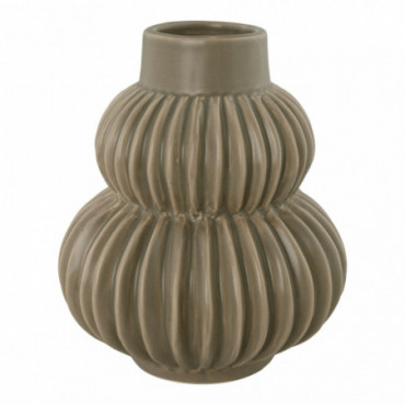 Vase en céramique grise w. motif ondulé Ø13,5x16 cm