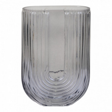Vase forme U en verre fumé 13x6x19 cm