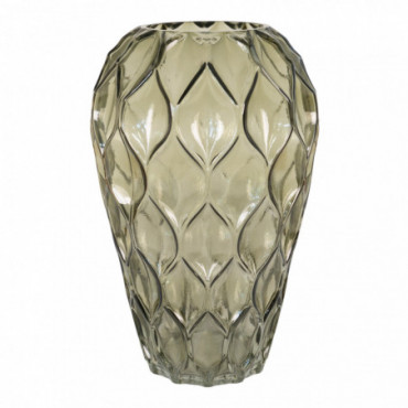 Vase en verre vert soufflé bouche Ø18x27 cm