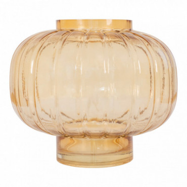 Vase en verre soufflé bouche brun ambré Ø22x18 cm