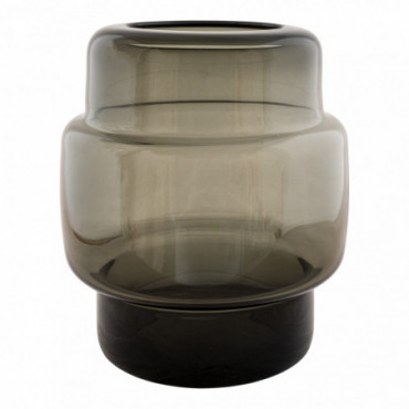 Vase en verre soufflé bouche, fumé, rond, Ø21x24 cm