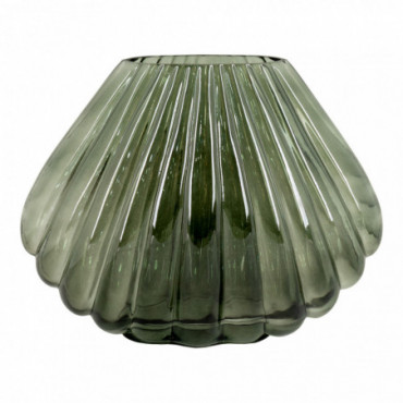 Vase en verre soufflé bouche, vert, 29x11,5x22 cm