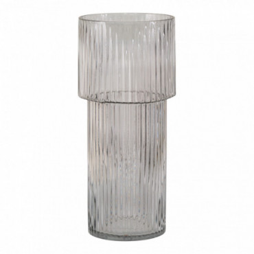 Vase en verre soufflé bouche, clair, rond, Ø17,5x40 cm