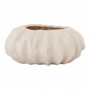 Vase ovale en céramique blanche 15x21,5x9,5 cm