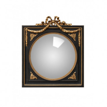 Miroir Convexe Dans Cadre Noir Et Guirlande Dorée