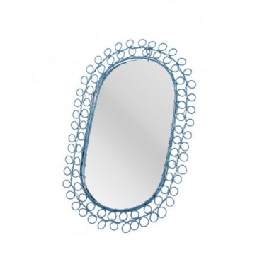 Miroir Ovale Fil Tressé Bleu