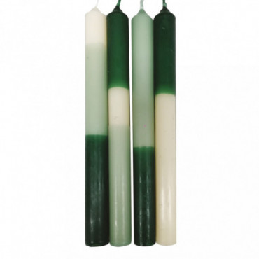 Bougies Longues Bicolores Vertes Set de 4