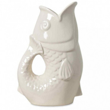 Vase Ceramic Poisson Grand Modèle Blanc Cassé