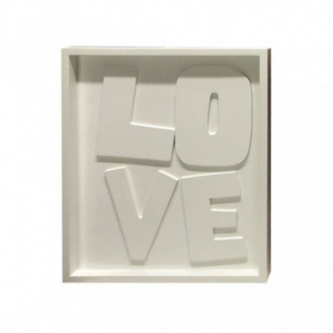 Tableau 3D Love Blanc L32 P2,5 H40Cm