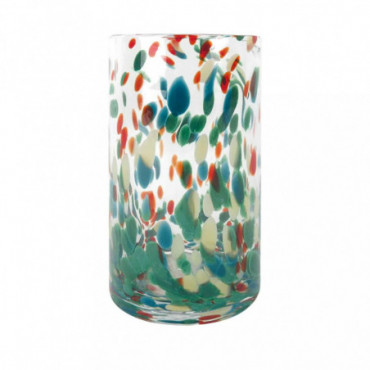 Vase Tube Léopard Multicolore D12 H23Cm