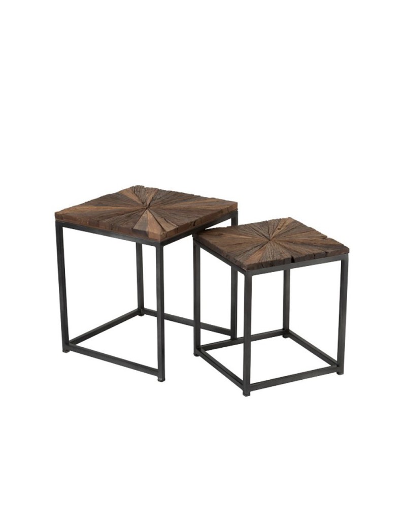 Set De 2 Tables Gigogne Shanil Bois/Metal Naturel/Gris